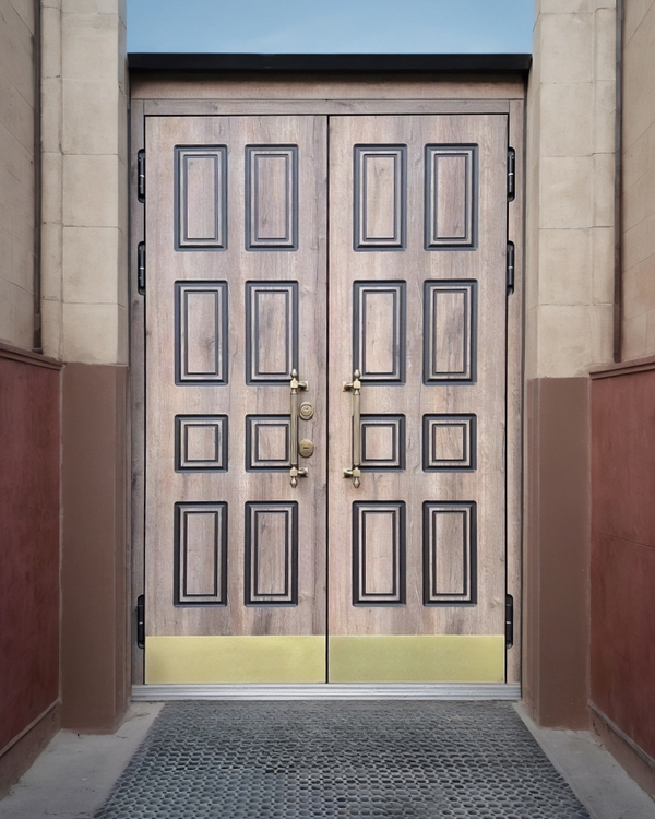 Двустворчатая дверь с отбойниками Двустворчатая дверь с отбойниками