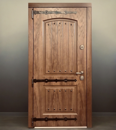 Дверь с коваными деталями