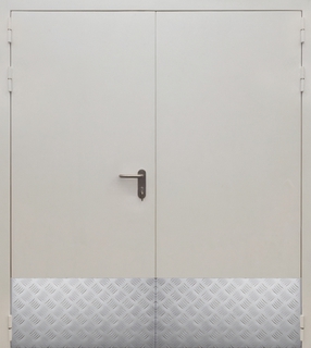 Металлическая двупольная противопожарная дверь с алюминиевыми отбойниками (окрас по RAL)