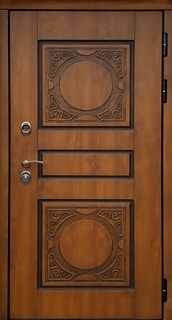 Металлическая дверь с терморазрывом и отделкой панелями МДФ с патиной