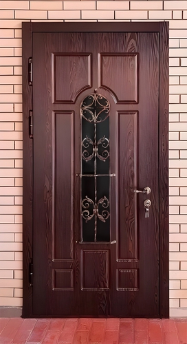 Термодверь с ковкой и стеклопакетом