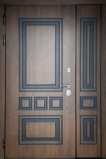 Одностворчатая термодверь с неподвижной боковой вставкой (МДФ шпон с патиной) Одностворчатая термодверь с неподвижной боковой вставкой (МДФ шпон с патиной)