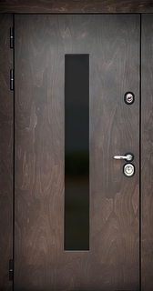 Входная термодверь с узким стеклопакетом (отделка из панелей МДФ ПВХ и RAL белый)