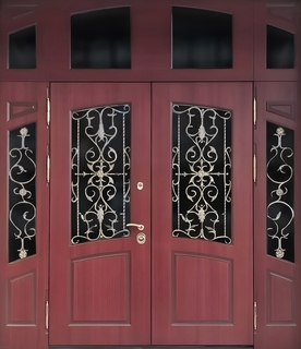 Парадная входная остекленная группа с терморазрывом, ковкой и отделкой МДФ Парадная входная остекленная группа с терморазрывом, ковкой и отделкой МДФ